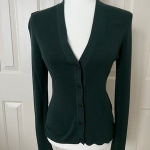 LOFT Ann Taylor V-Neck Button Cardigan Dark Green - Small
